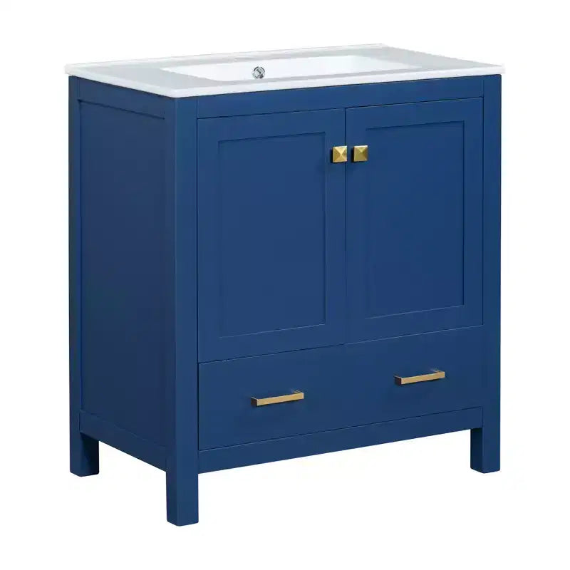Combinación de tocador de baño vintage de 48" con lavabos dobles, gabinete de almacenamiento para baño con puertas de cierre suave y estante