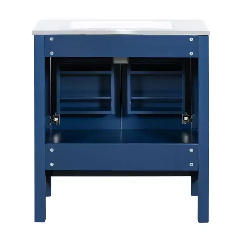 Combinación de tocador de baño vintage de 48" con lavabos dobles, gabinete de almacenamiento para baño con puertas de cierre suave y estante