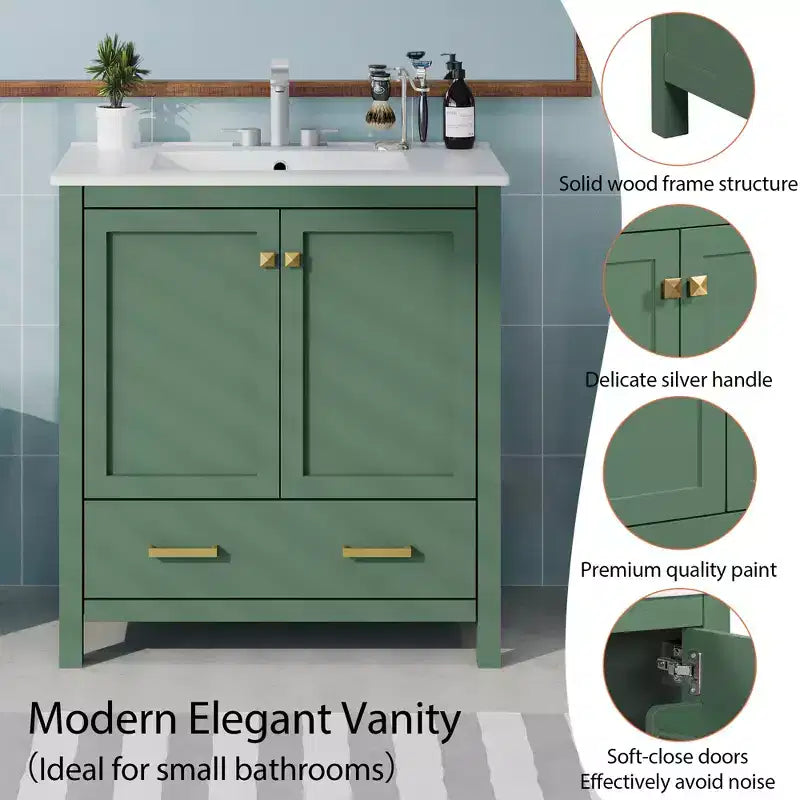 Combinación de tocador de baño vintage de 48" con lavabos dobles, gabinete de almacenamiento para baño con puertas de cierre suave y estante