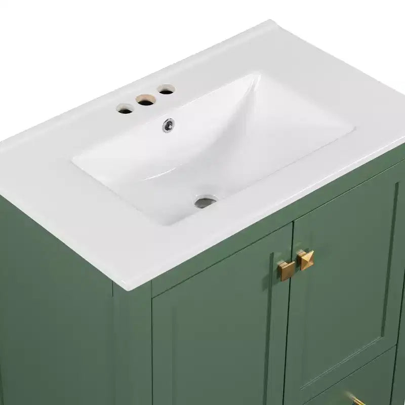 Combinación de tocador de baño vintage de 48" con lavabos dobles, gabinete de almacenamiento para baño con puertas de cierre suave y estante