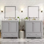 Combinación de tocador de baño vintage de 48" con lavabos dobles, gabinete de almacenamiento para baño con puertas de cierre suave y estante