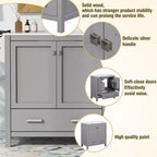 Combinación de tocador de baño vintage de 48" con lavabos dobles, gabinete de almacenamiento para baño con puertas de cierre suave y estante