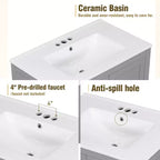 Combinación de tocador de baño vintage de 48" con lavabos dobles, gabinete de almacenamiento para baño con puertas de cierre suave y estante