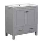 Combinación de tocador de baño vintage de 48" con lavabos dobles, gabinete de almacenamiento para baño con puertas de cierre suave y estante