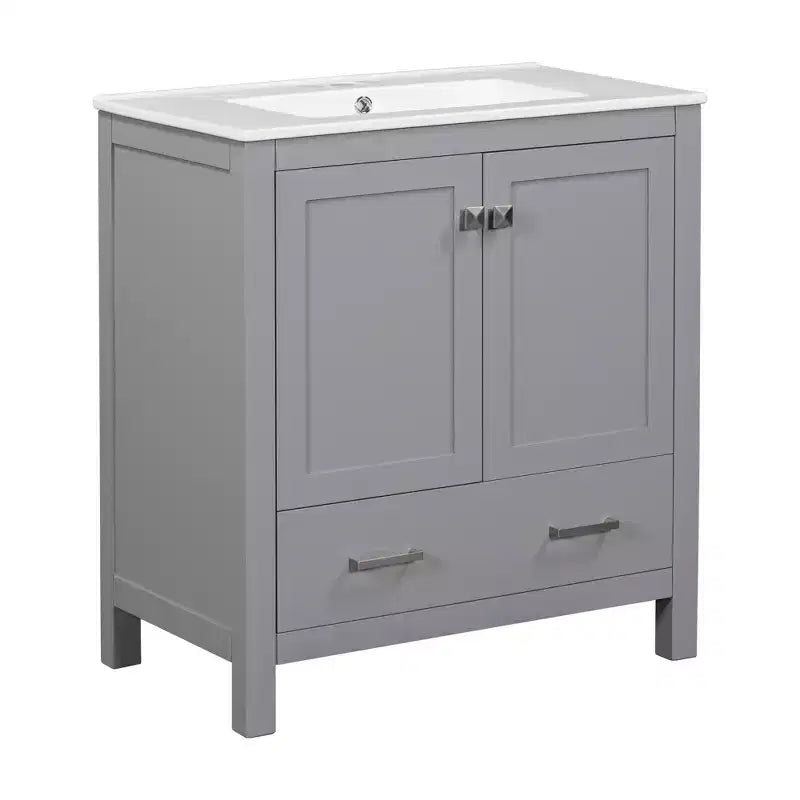 Combinación de tocador de baño vintage de 48" con lavabos dobles, gabinete de almacenamiento para baño con puertas de cierre suave y estante