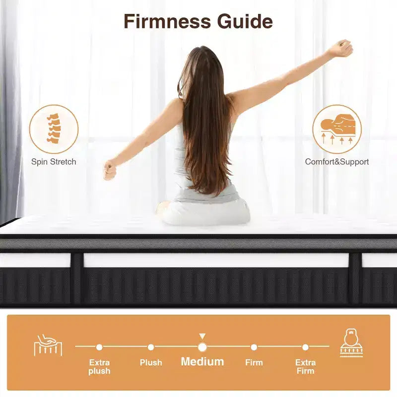Colchón King Size en Caja, de Espuma Viscoelástica y Resortes con Bolsillo para Aislamiento de Movimiento, Firmeza Media, Alivio de Presión