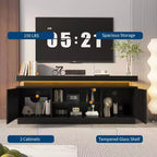 Acekool 63 Mueble de TV Moderno con Tomas de Corriente, Estante Ajustable y Almacenamiento, Consola Multimedia para Sala de Estar