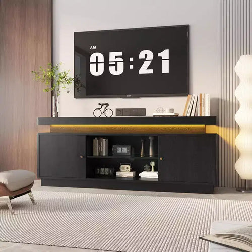Acekool 63 Mueble de TV Moderno con Tomas de Corriente, Estante Ajustable y Almacenamiento, Consola Multimedia para Sala de Estar