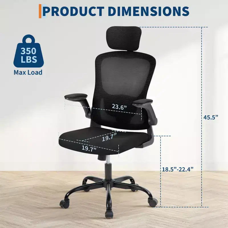 Sillón de oficina ergonómico premium de malla gris - Reposacabezas ajustable y respaldo reclinable, giro de 360° - Ruedas silenciosas, agradable para la piel y duradero