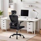 Sillón de oficina ergonómico premium de malla gris - Reposacabezas ajustable y respaldo reclinable, giro de 360° - Ruedas silenciosas, agradable para la piel y duradero