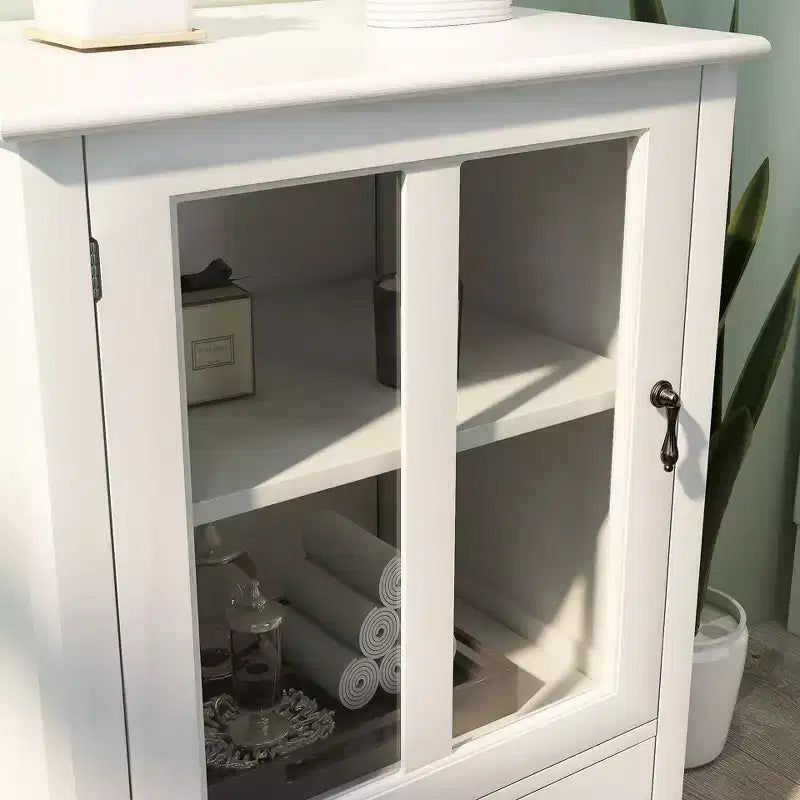Mueble aparador TUYOHW, mesa consola con puertas de cristal, tiradores metálicos de campana, estante ajustable, 1 cajón, aparador para sala de estar, cocina