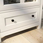 Mueble aparador TUYOHW, mesa consola con puertas de cristal, tiradores metálicos de campana, estante ajustable, 1 cajón, aparador para sala de estar, cocina
