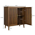 TUYOHW Aparador Rústico, Gabinete de Almacenamiento de Nogal con Puertas de Celosía, Estantes Ajustables, Gabinete de Barra de Café para Cocina, Comedor