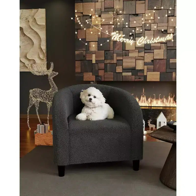 Sillón decorativo, sillones individuales acogedores de boucle, sillón club redondo cómodo, sillón moderno con cojín suave, para sala de estar, dormitorio, lectura