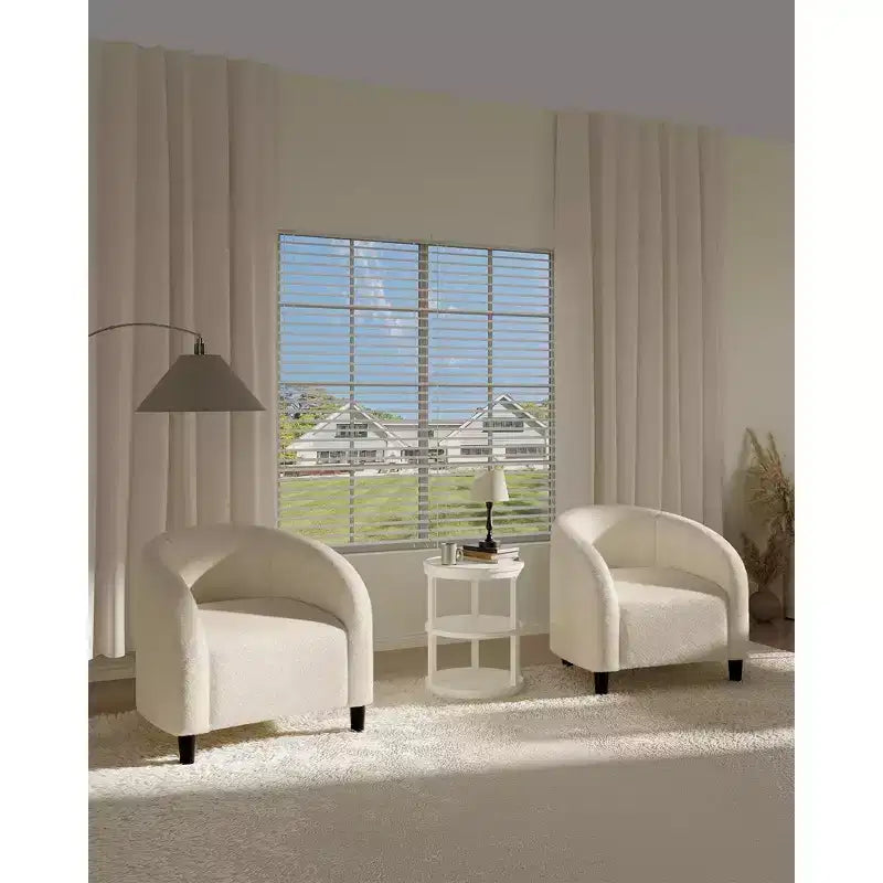 Sillón decorativo, sillones individuales acogedores de boucle, sillón club redondo cómodo, sillón moderno con cojín suave, para sala de estar, dormitorio, lectura