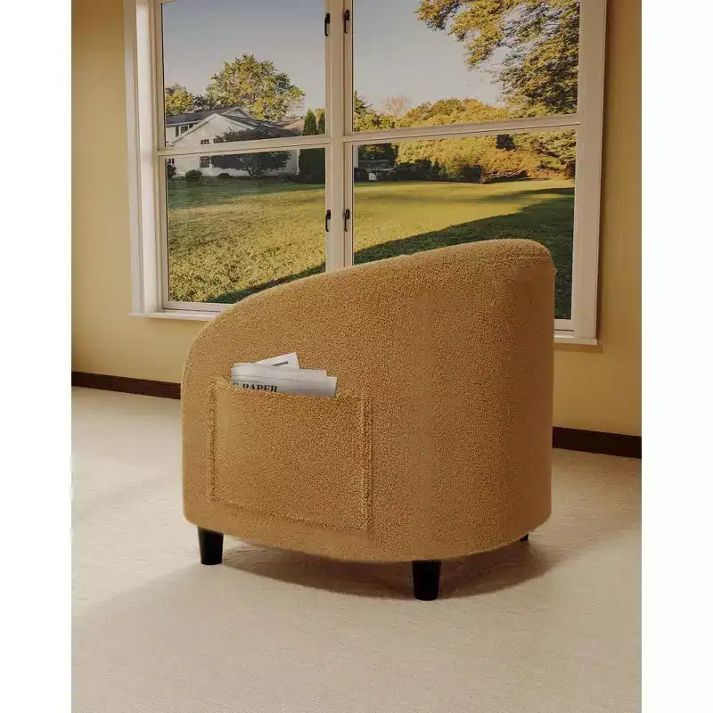 Sillón decorativo, sillones individuales acogedores de boucle, sillón club redondo cómodo, sillón moderno con cojín suave, para sala de estar, dormitorio, lectura