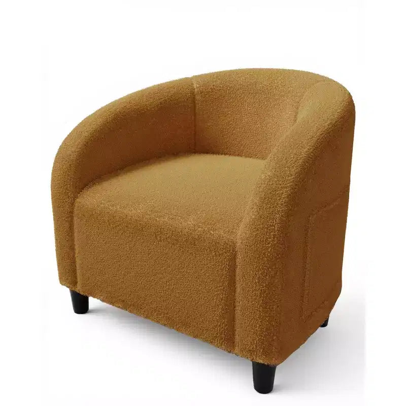 Sillón decorativo, sillones individuales acogedores de boucle, sillón club redondo cómodo, sillón moderno con cojín suave, para sala de estar, dormitorio, lectura