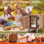 COZONY Calentador Portátil de Alimentos 82 QT, Ruedas de Carga de Doble Extremo de Calentamiento Eficiente para Reuniones Familiares Comedor