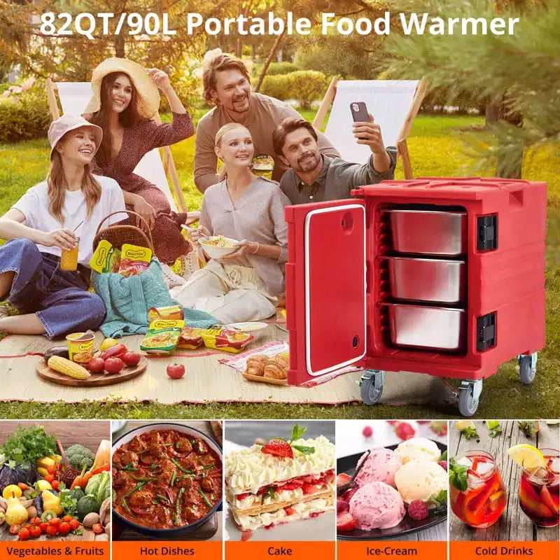 COZONY Calentador Portátil de Alimentos 82 QT, Ruedas de Carga de Doble Extremo de Calentamiento Eficiente para Reuniones Familiares Comedor