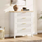 Fluted Dresser for Bedroom,35.4''Tall Chest of Drawers with 4 Storage Drawers,Modern Wood Clothing Organizer Cabinet for Living Room,Bedroom,Entryway