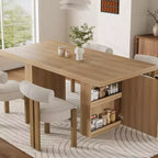 Mesa de comedor de 70.8 para 6 8 10, mesa de comedor moderna con almacenamiento, mesa de cocina de madera con patas acanaladas, mesas de cena para cocina comedor