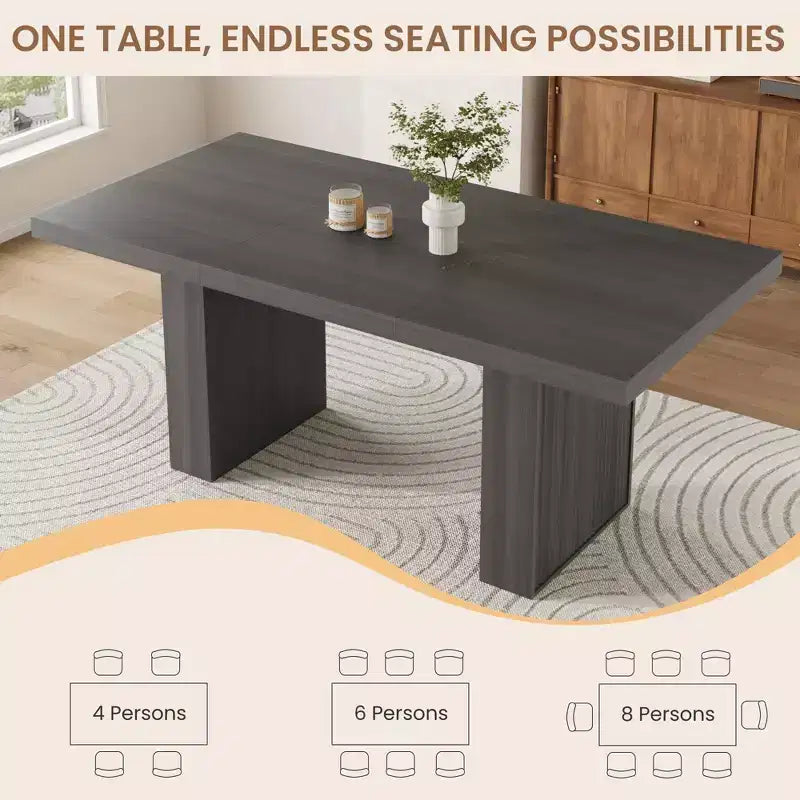 Mesa de comedor de 70.8 para 6 8 10, mesa de comedor moderna con almacenamiento, mesa de cocina de madera con patas acanaladas, mesas de cena para cocina comedor