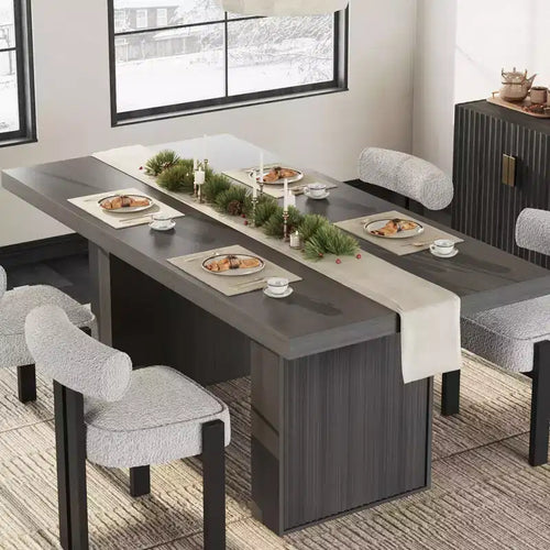70.8 Dining Table for 6 8 10, Modern Dining Room Table with Storage, Wood Kitchen Table with Fluted Legs, Dinner Tables for Kitchen Dining Room