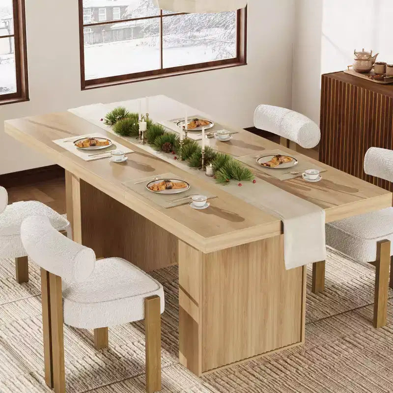 Mesa de comedor de 70.8 para 6 8 10, mesa de comedor moderna con almacenamiento, mesa de cocina de madera con patas acanaladas, mesas de cena para cocina comedor