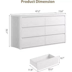 Cómoda de 6 cajones para dormitorio, cómoda de madera ancha sin tiradores, mueble de almacenamiento grande y moderno para sala de estar, pasillo o entrada.