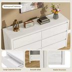 Cómoda de 6 cajones para dormitorio, cómoda de madera ancha sin tiradores, mueble de almacenamiento grande y moderno para sala de estar, pasillo o entrada.