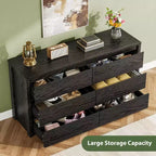 Cómoda de 6 cajones para dormitorio, cómoda de madera ancha sin tiradores, mueble de almacenamiento grande y moderno para sala de estar, pasillo o entrada.