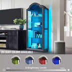 Armario de Cocina con Arco de 72 pulgadas, Vitrina de Vidrio de 4 Niveles con Luces LED de 20 Colores, Estantería Moderna para Sala de Estar