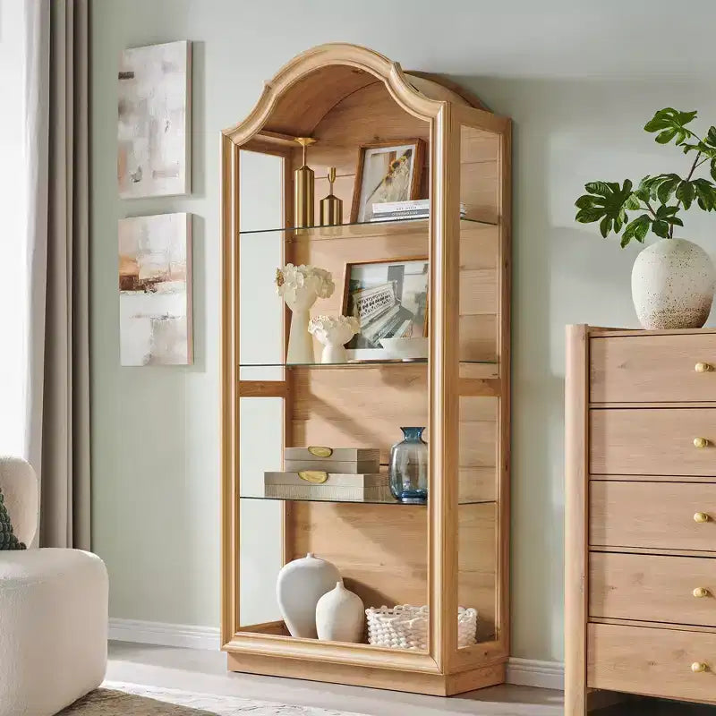 Armario de Cocina con Arco de 72 pulgadas, Vitrina de Vidrio de 4 Niveles con Luces LED de 20 Colores, Estantería Moderna para Sala de Estar