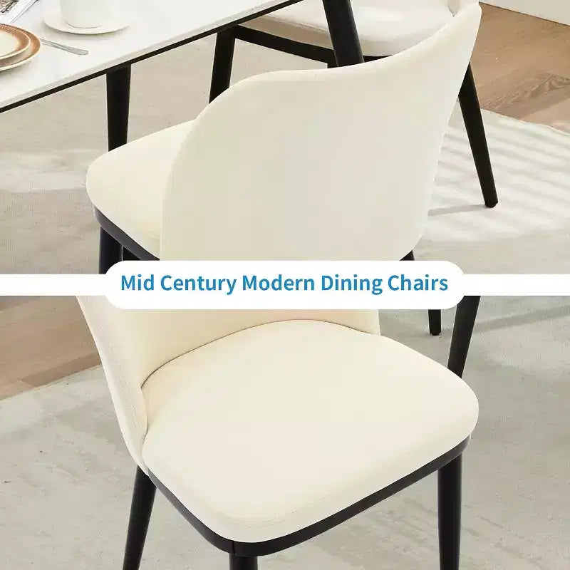 Juego de 2 sillas de comedor, sillas auxiliares de tela tapizada con asiento acolchado y patas de madera, sillas de comedor modernas para cocina, sala de estar