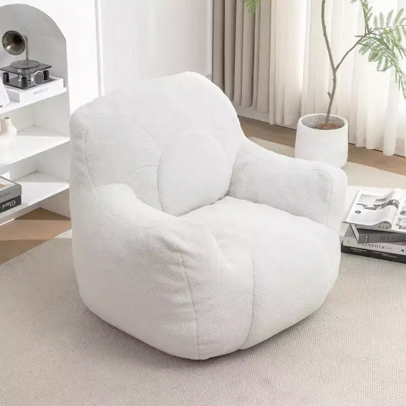 Puf TUYOHW capitoné con espuma viscoelástica y relleno suave, sillón cómodo para la máxima relajación en la sala de estar, blanco