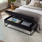TUYOHW 58.6 Banco otomana de moda para pie de cama con almacenamiento, otomana de terciopelo de lujo, banco decorativo relleno de espuma suave con patas de hierro, capacidad de 227 kg
