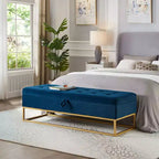 TUYOHW 58.6 Banco otomana de moda para pie de cama con almacenamiento, otomana de terciopelo de lujo, banco decorativo relleno de espuma suave con patas de hierro, capacidad de 227 kg