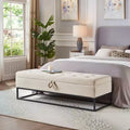 TUYOHW 58.6 Banco otomana de moda para pie de cama con almacenamiento, otomana de terciopelo de lujo, banco decorativo relleno de espuma suave con patas de hierro, capacidad de 227 kg
