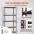 Estantería de almacenamiento de 30x12x60 pulgadas, 5 estantes ajustables con capacidad de 2000 lb, estantería metálica de alta resistencia para garaje, organizador utilitario, negra