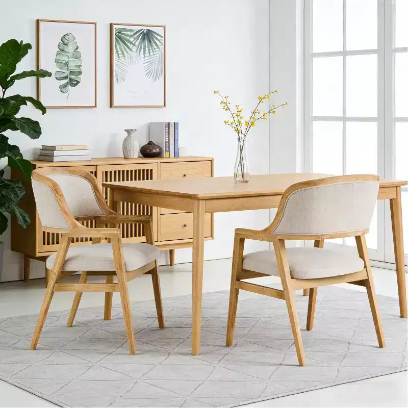 Christopher Knight Home Rosa, sillas de comedor tapizadas de madera de caucho de mediados de siglo (juego de 2)