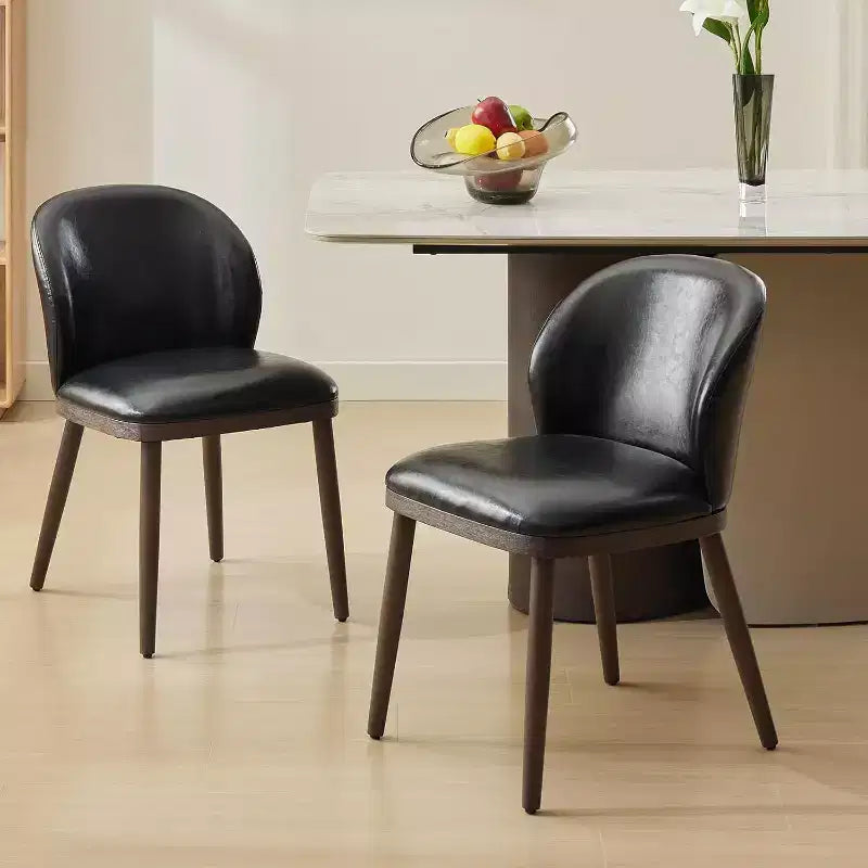 Juego de 4 sillas de comedor, sillas de cocina modernas tapizadas con respaldo ergonómico, sillas de cocina con patas de madera para comedor, negras