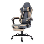 Silla Gamer MAYEERTY, Silla Ergonómica de Ordenador con Reposapiés y Soporte Lumbar de Masaje, Silla de Videojuegos Giratoria Ajustable en Altura Azul Beige