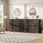 Cómoda para dormitorio con 9 cajones, cómoda vintage de 47 pulgadas de ancho con tiradores de metal y textura natural, cómoda de madera para sala de estar, pasillo