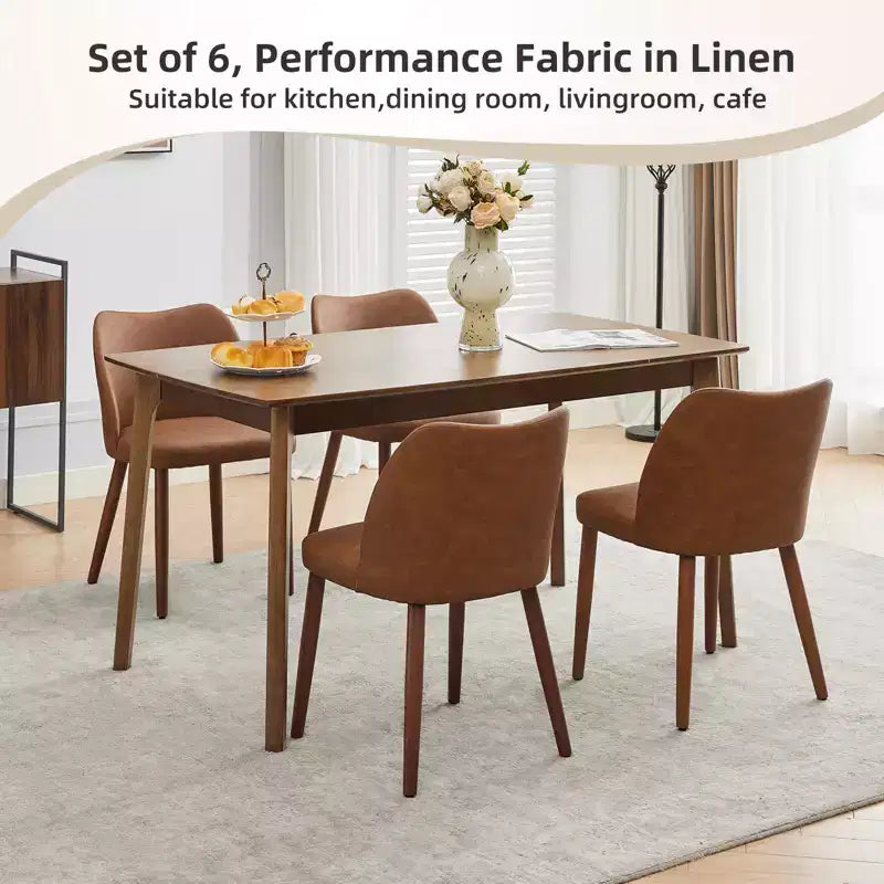 Silla de comedor de estilo moderno de mediados de siglo con respaldo alto y patas de madera, adecuada para comedor y sala de estar, juego de 2