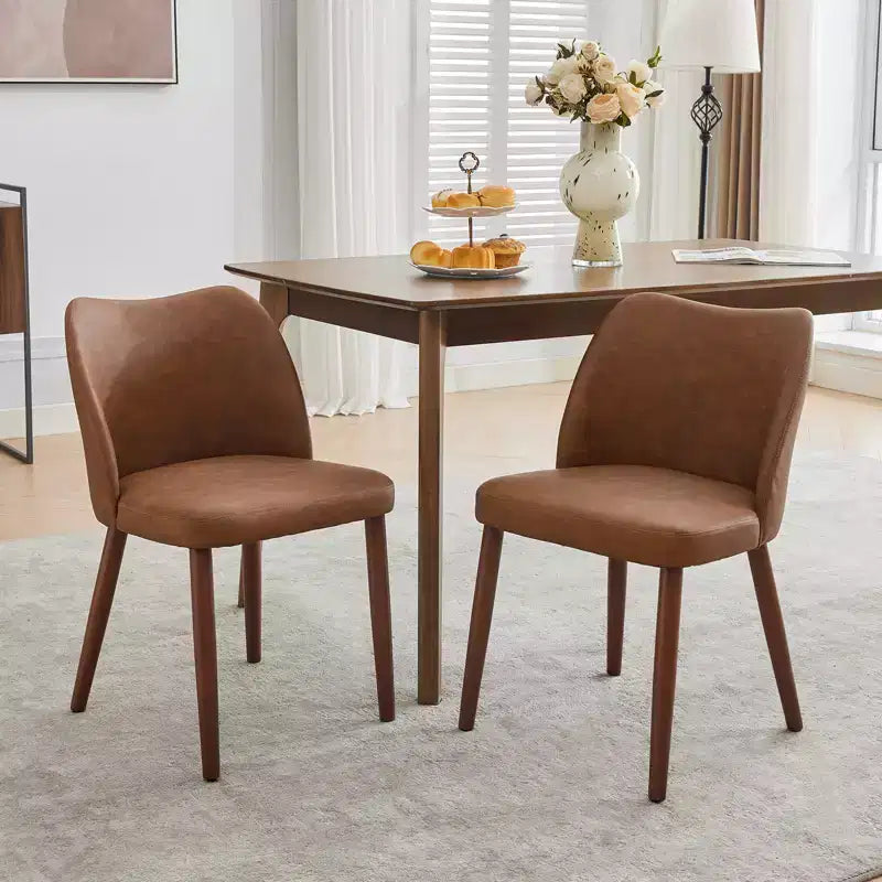 Silla de comedor de estilo moderno de mediados de siglo con respaldo alto y patas de madera, adecuada para comedor y sala de estar, juego de 2