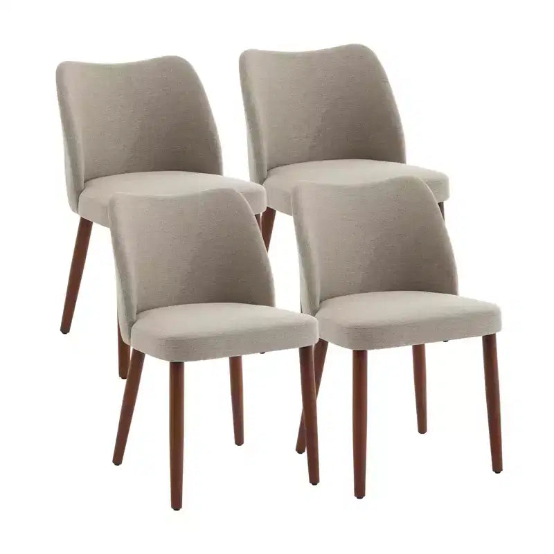 Silla de comedor de estilo moderno de mediados de siglo con respaldo alto y patas de madera, adecuada para comedor y sala de estar, juego de 2