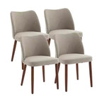 Silla de comedor de estilo moderno de mediados de siglo con respaldo alto y patas de madera, adecuada para comedor y sala de estar, juego de 2