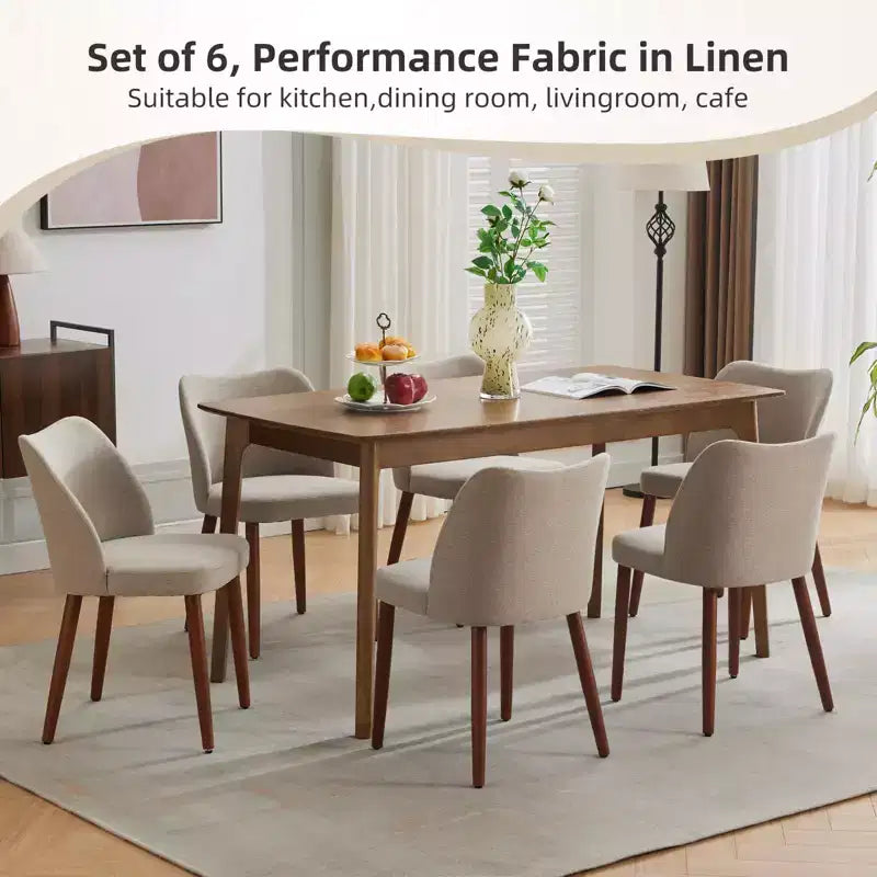 Silla de comedor de estilo moderno de mediados de siglo con respaldo alto y patas de madera, adecuada para comedor y sala de estar, juego de 2