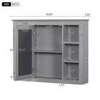 CASAINC 35 x 27.5 Espejo para baño con 6 estantes abiertos, gabinete de medicinas montado en la pared (sin tocador)