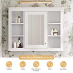 CASAINC 35 x 27.5 Espejo para baño con 6 estantes abiertos, gabinete de medicinas montado en la pared (sin tocador)